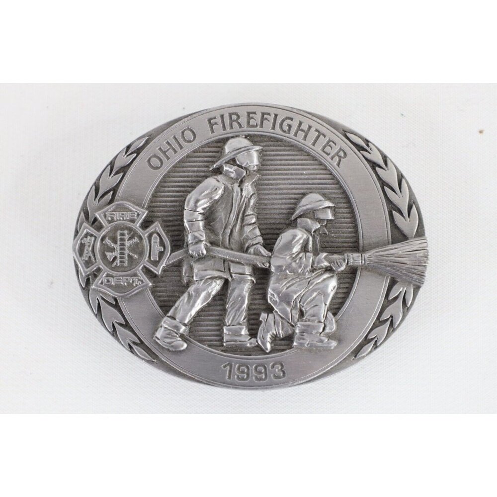 Vintage 90s Limited Edition Numbered 1993 Ohio Firefighter Belt Buckle Pewter